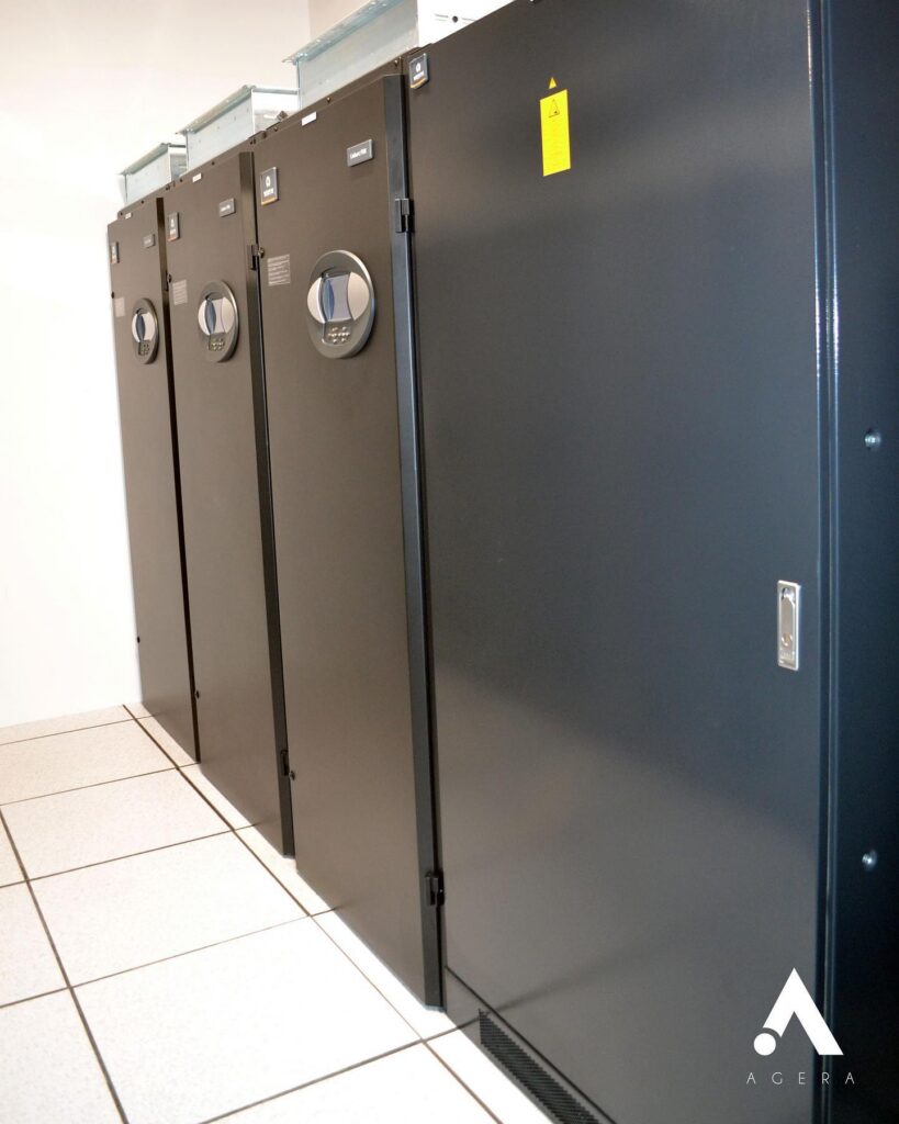 Electrical infrastructure cabinets in UBS server room
